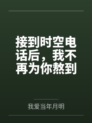 接到时空电话后，我不再为你熬到垂危